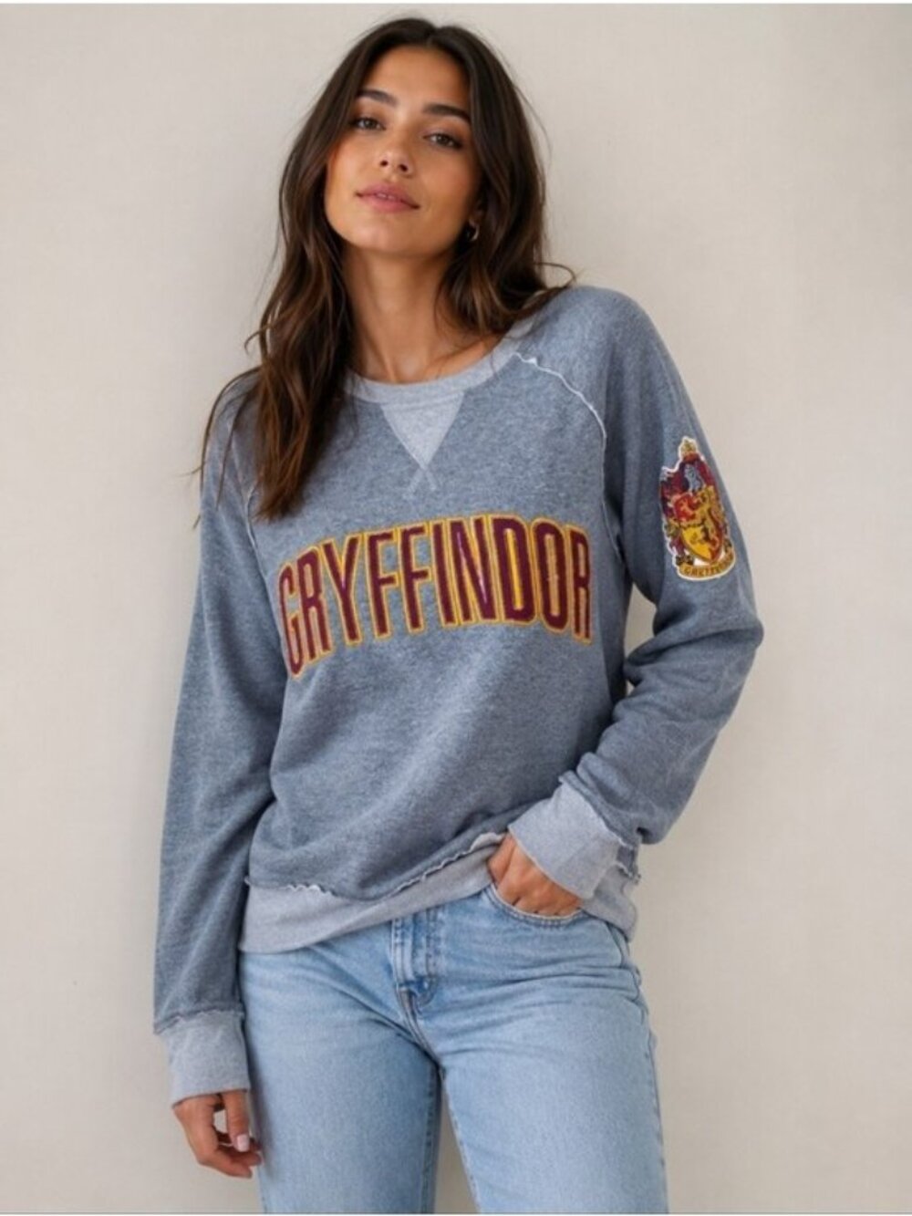 Harry Potter Gryffindor Crewneck Sweatshirt Womens XS Gray Universal Studios